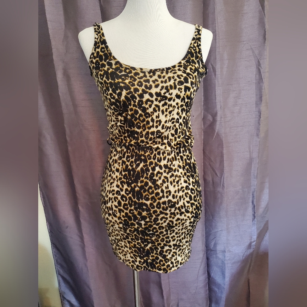 Hot Topic Cotton Tank Dress Leopard Skulls